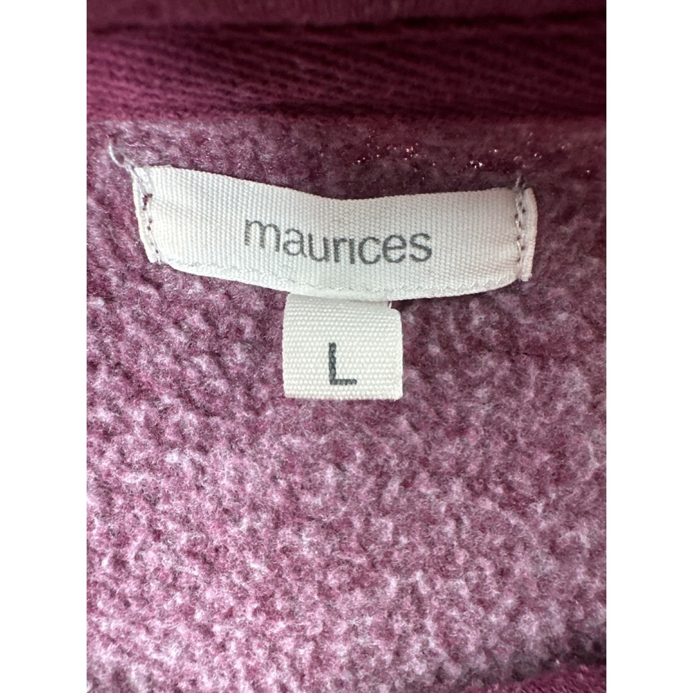 Maurices Womens Pullover Sweatshirt Top L Button Up Funnel Neck Kangaroo Pocket - Picture 7 of 8